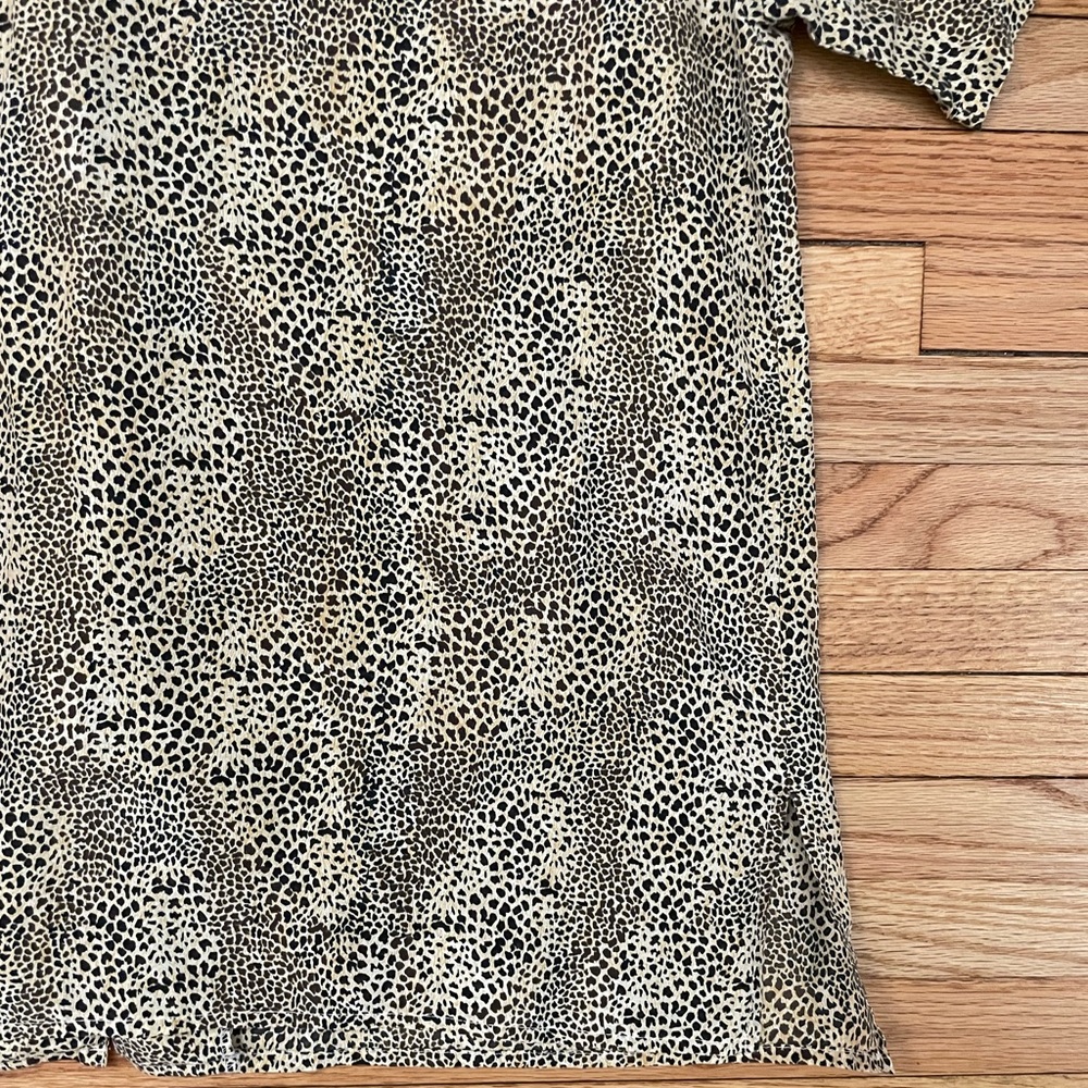 Silk Leopard Print Casual Button-Down - image 8